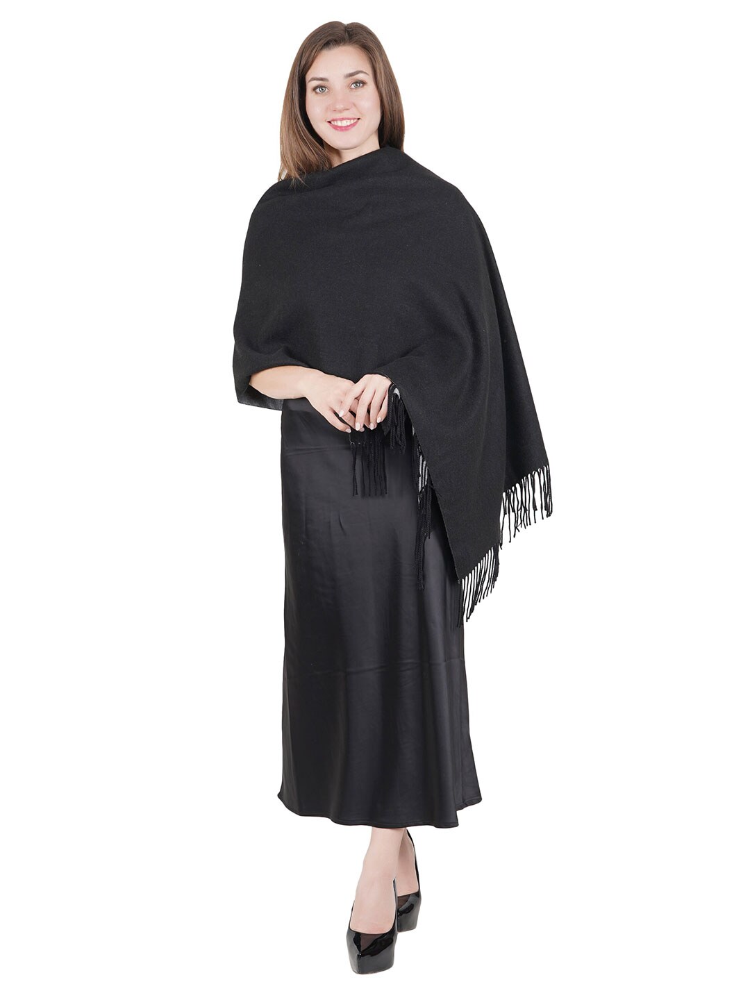 MUFFLY Women Black & Grey Stole Price in India