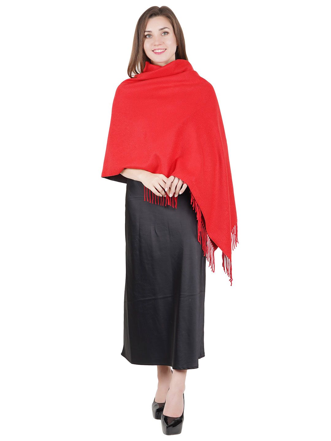 MUFFLY Women Red & Grey Stole Price in India