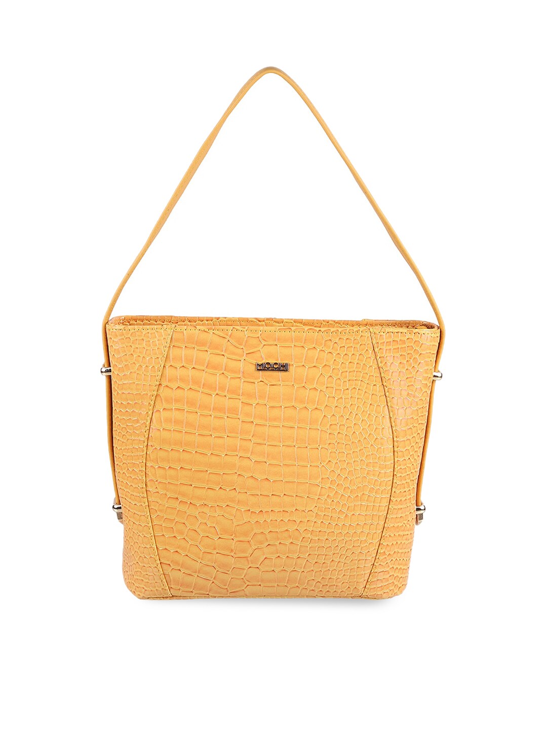 Mochi Women Yellow Textured PU Shopper Shoulder Bag with Quilted Price in India