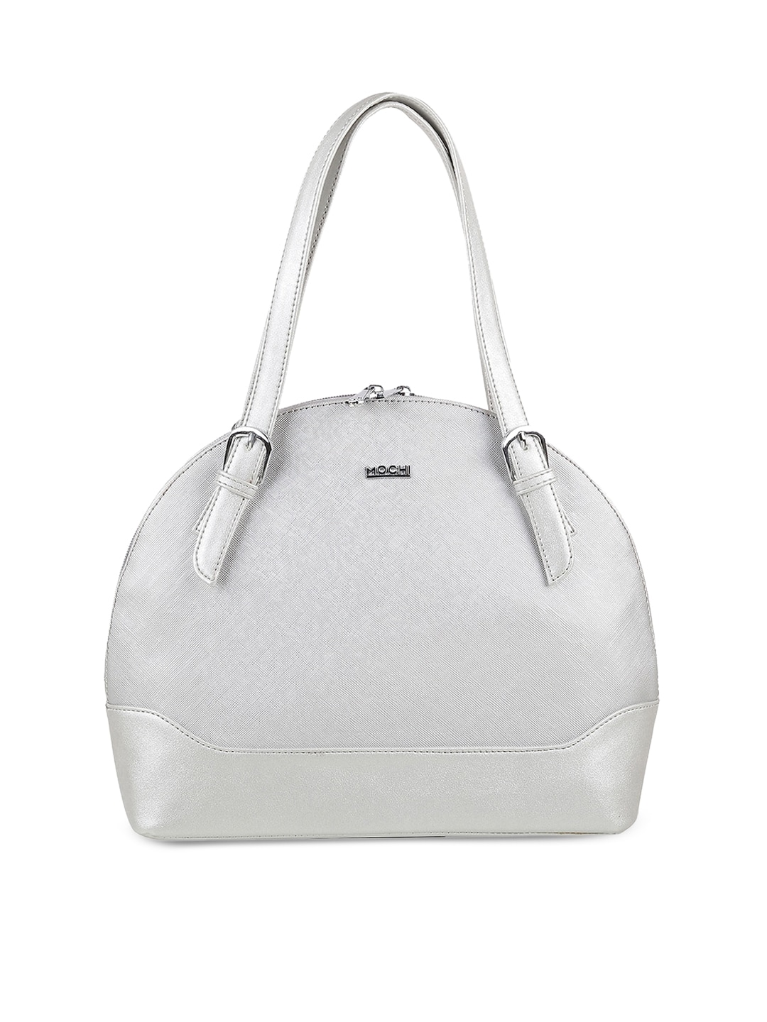 Mochi Silver-Toned PU Structured Handheld Bag Price in India