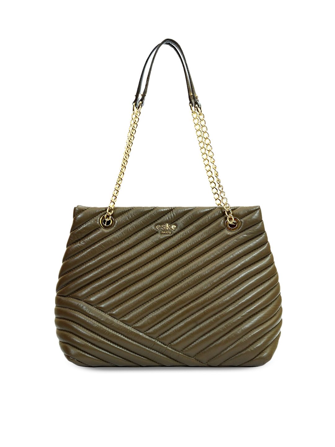 Eske Taupe Leather Structured Shoulder Bag with Quilted Price in India