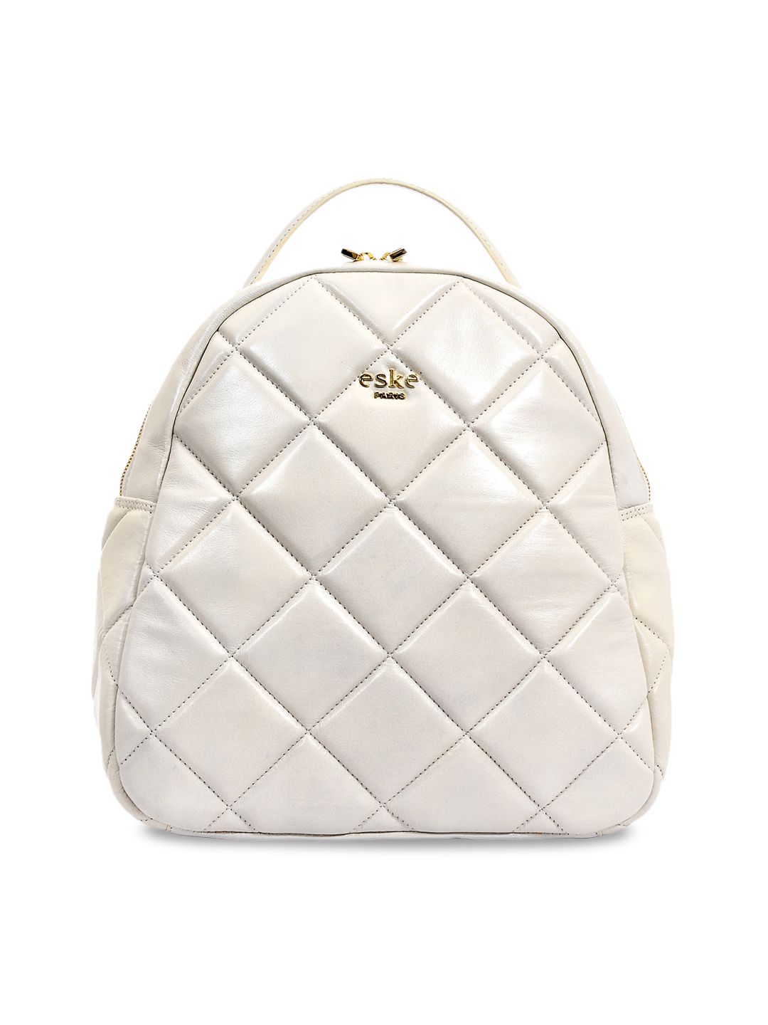 Eske Women White Quilted Leather Backpack Price in India