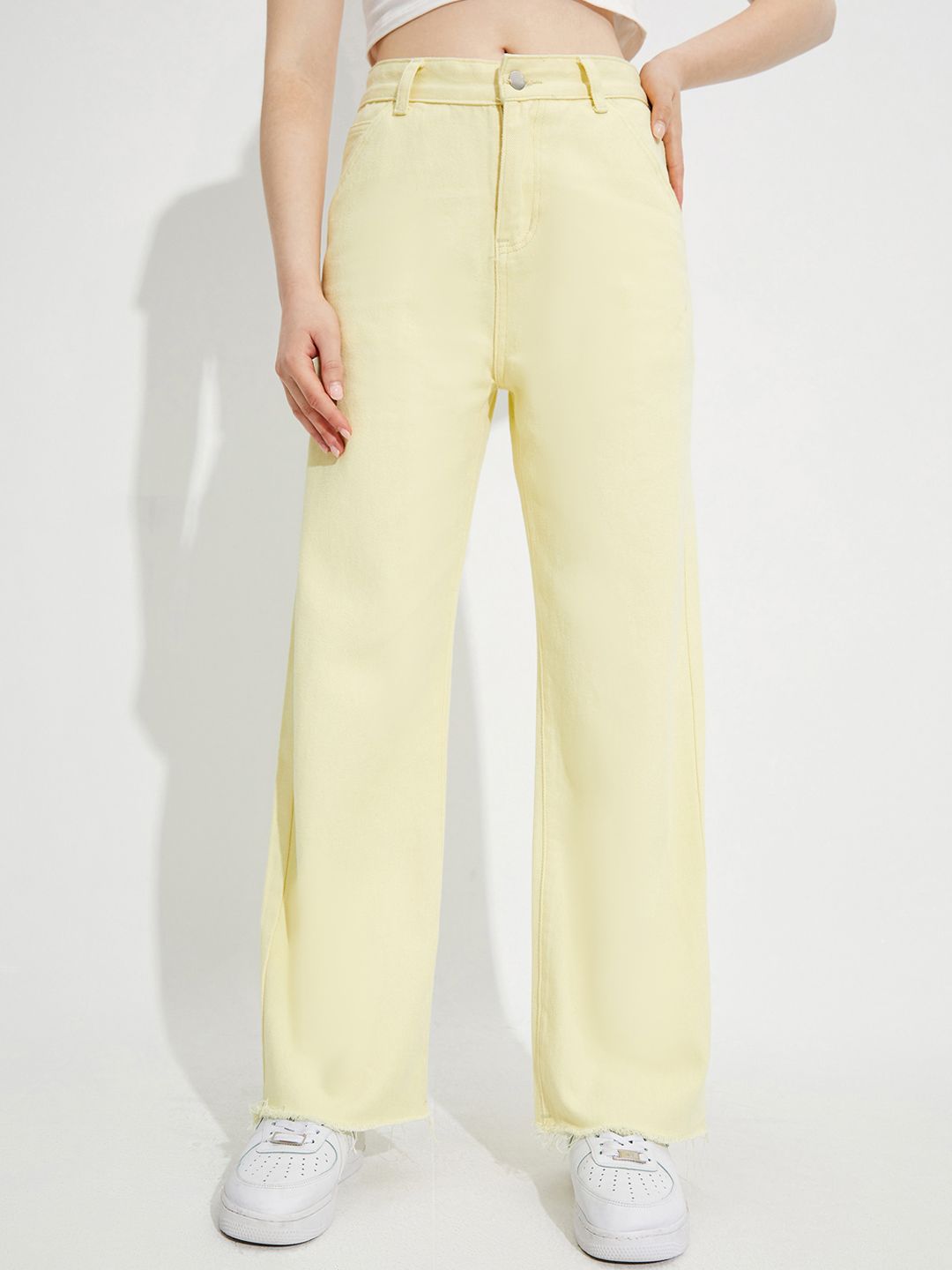 URBANIC Women Yellow Simplicity Wide Leg Jeans Price in India