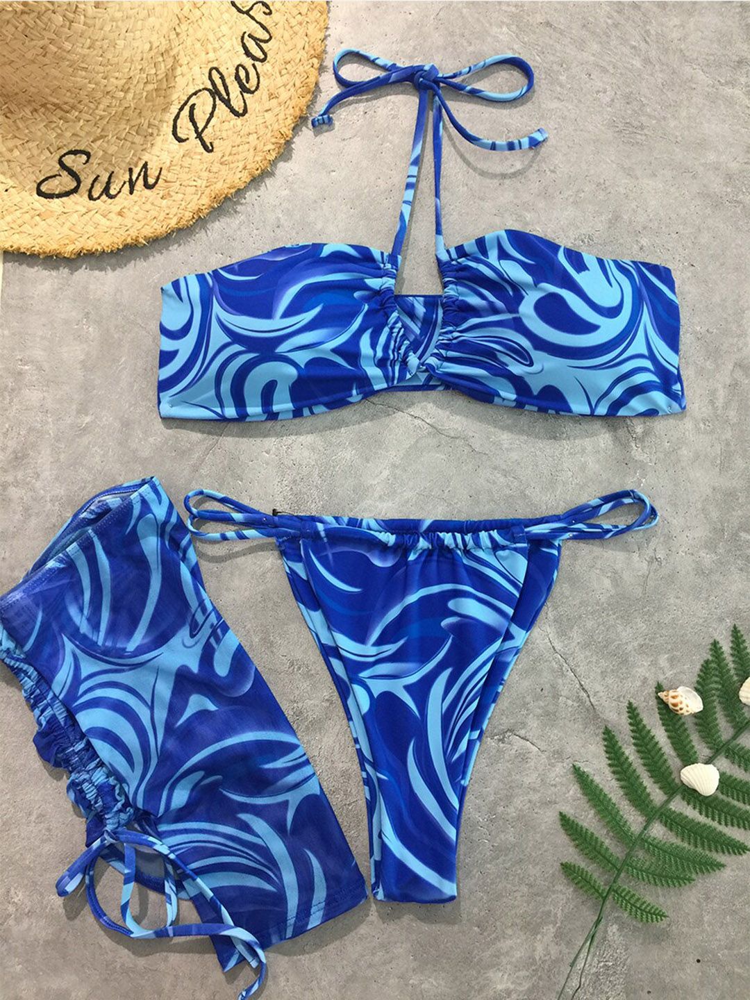 URBANIC Women Blue Printed Swim Bikini Set Price in India