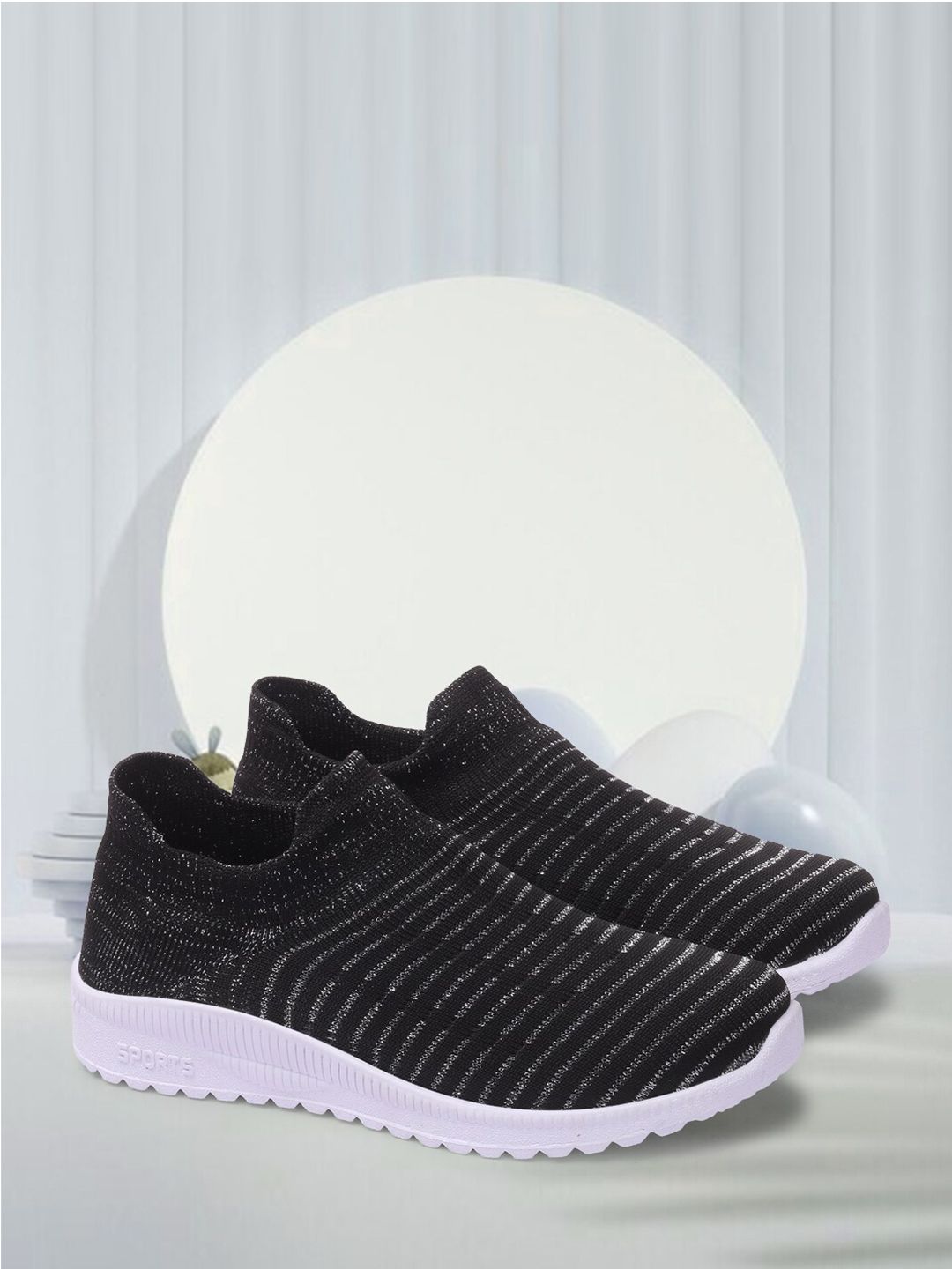 Alishtezia Women Black Walking Non-Marking Shoes Price in India