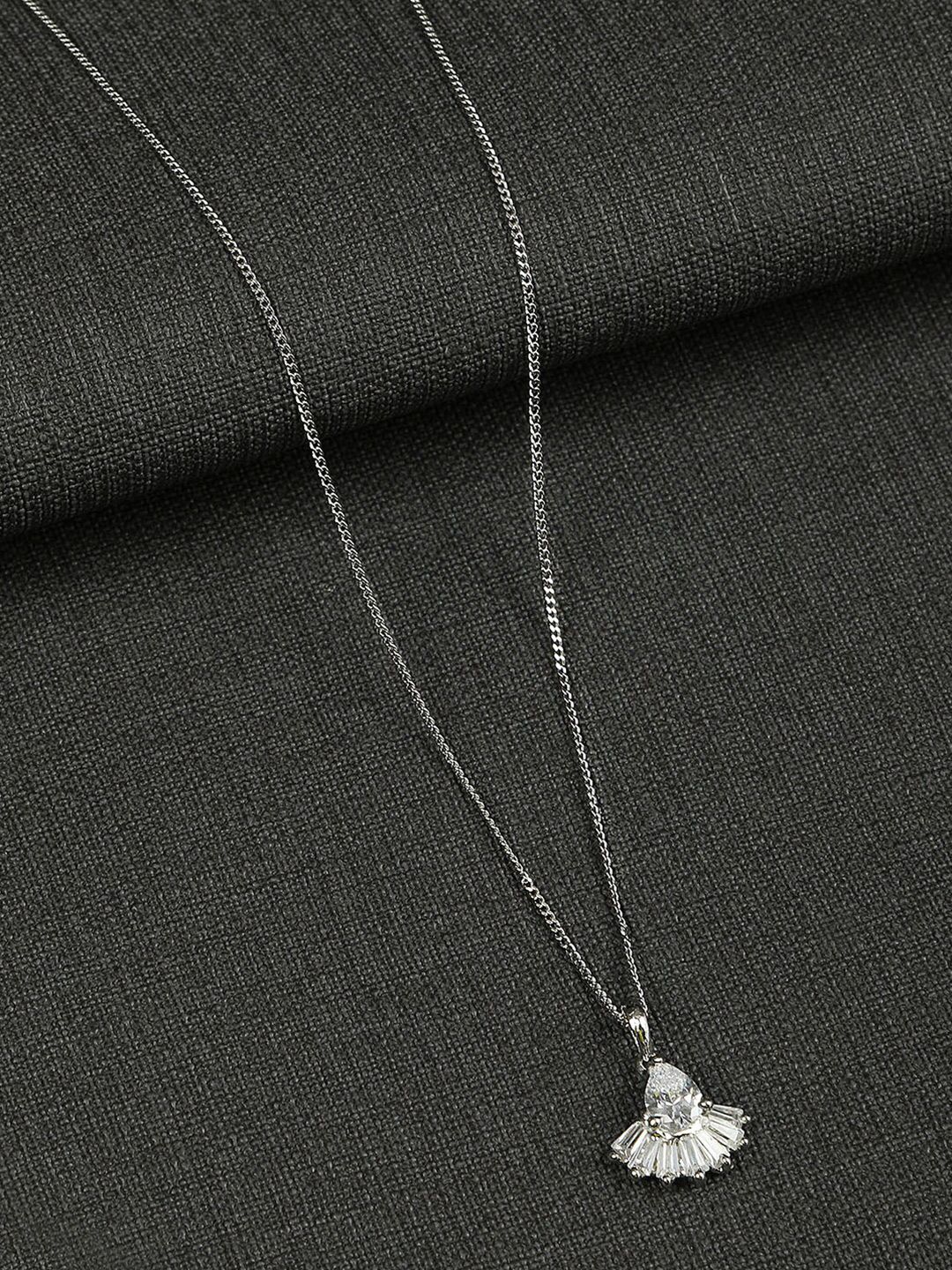 AccessHer Silver-Toned & White Silver Silver-Plated Handcrafted Chain Price in India