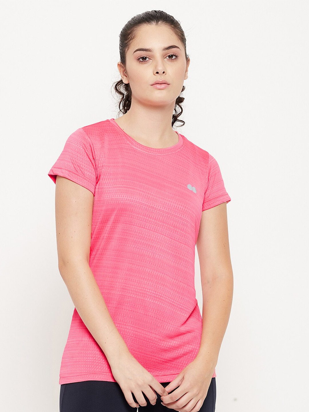 Clovia Women Pink Printed Slim Fit T-shirt Price in India