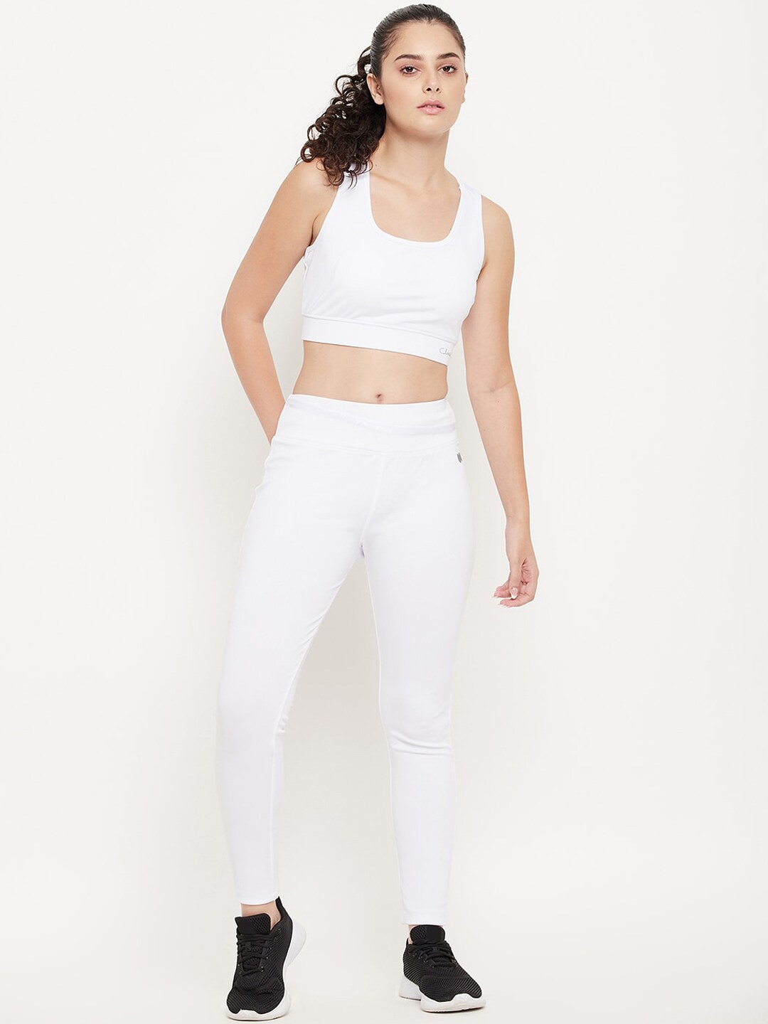 Clovia Women White Impact Padded Non-Wired Sports Tracksuit Price in India