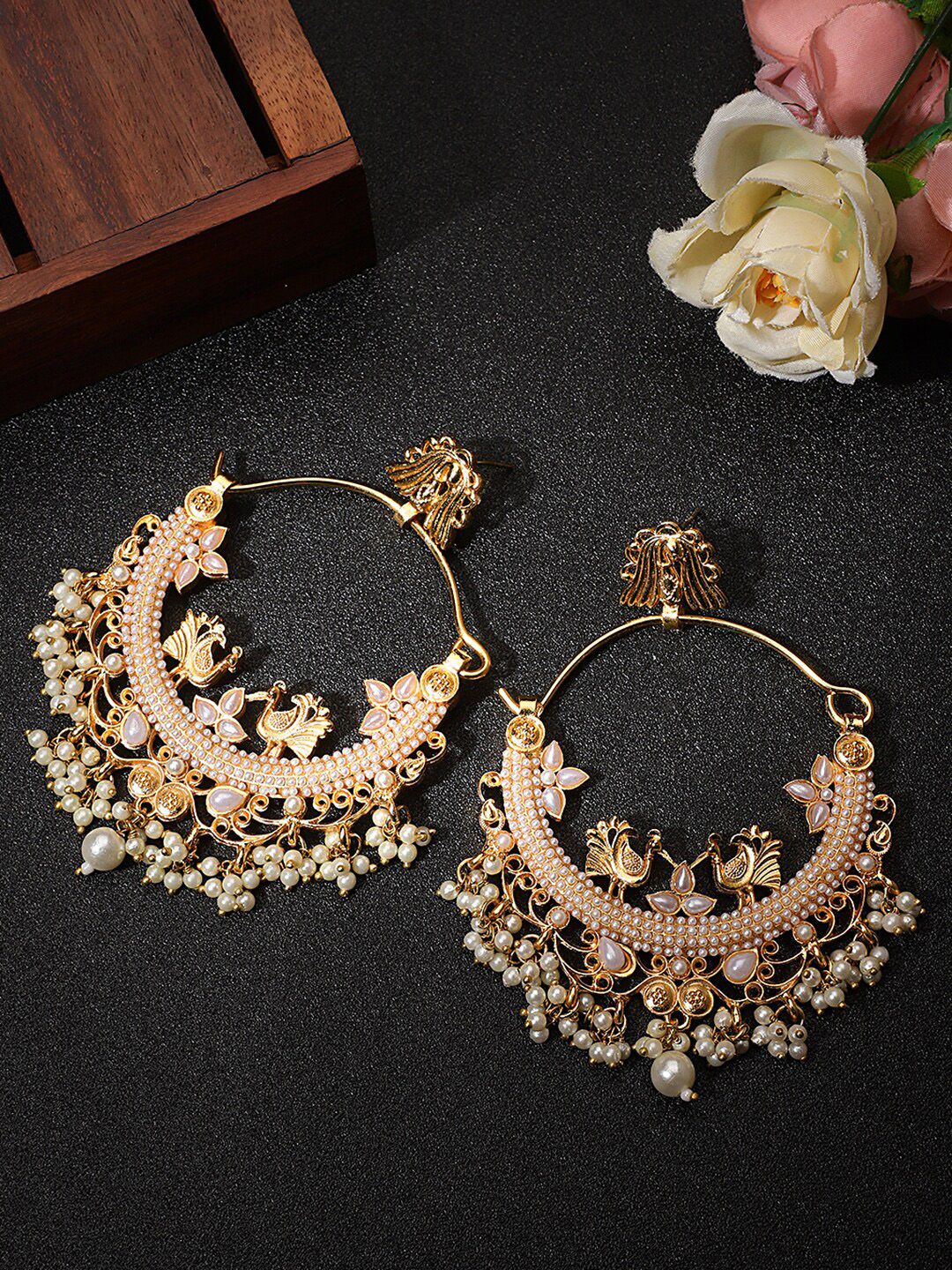 KACY Gold-Plated Circular Chandbalis Earrings Price in India