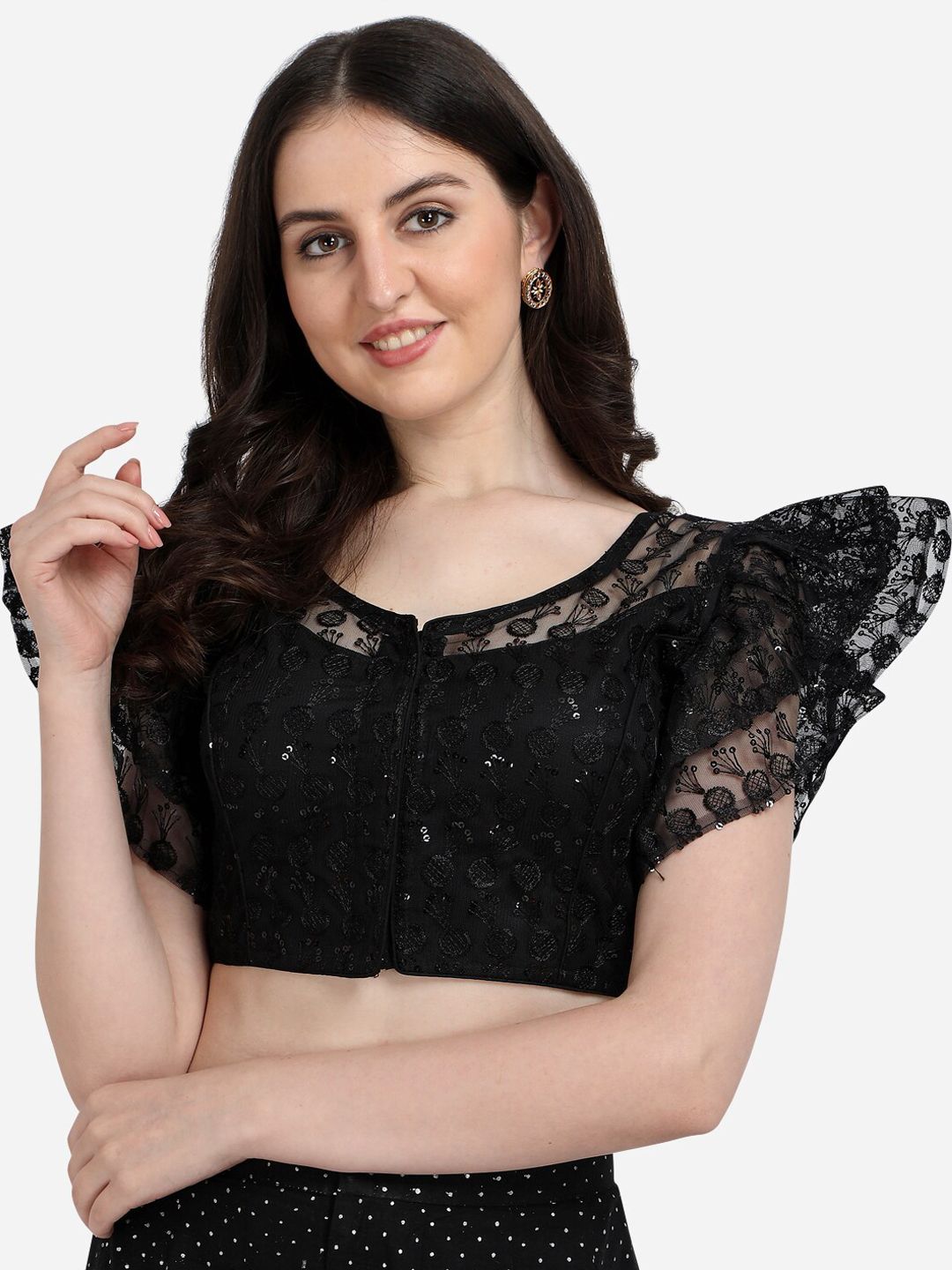 Fab Viva Women Black Embroidered Saree Blouse Price in India