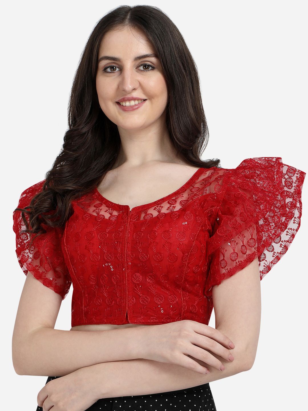 Fab Viva Red Embroidered Saree Blouse Price in India