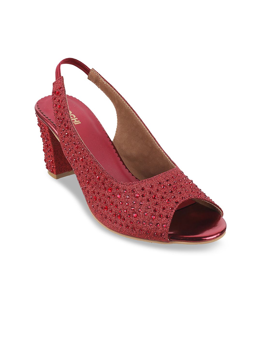 Mochi Maroon Block Peep Toes Price in India