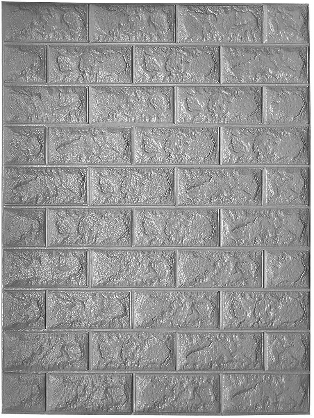 Tormeti Pack of 10 Grey Bricks Shaped Self-Adhesive Waterproof Wallpaper Price in India