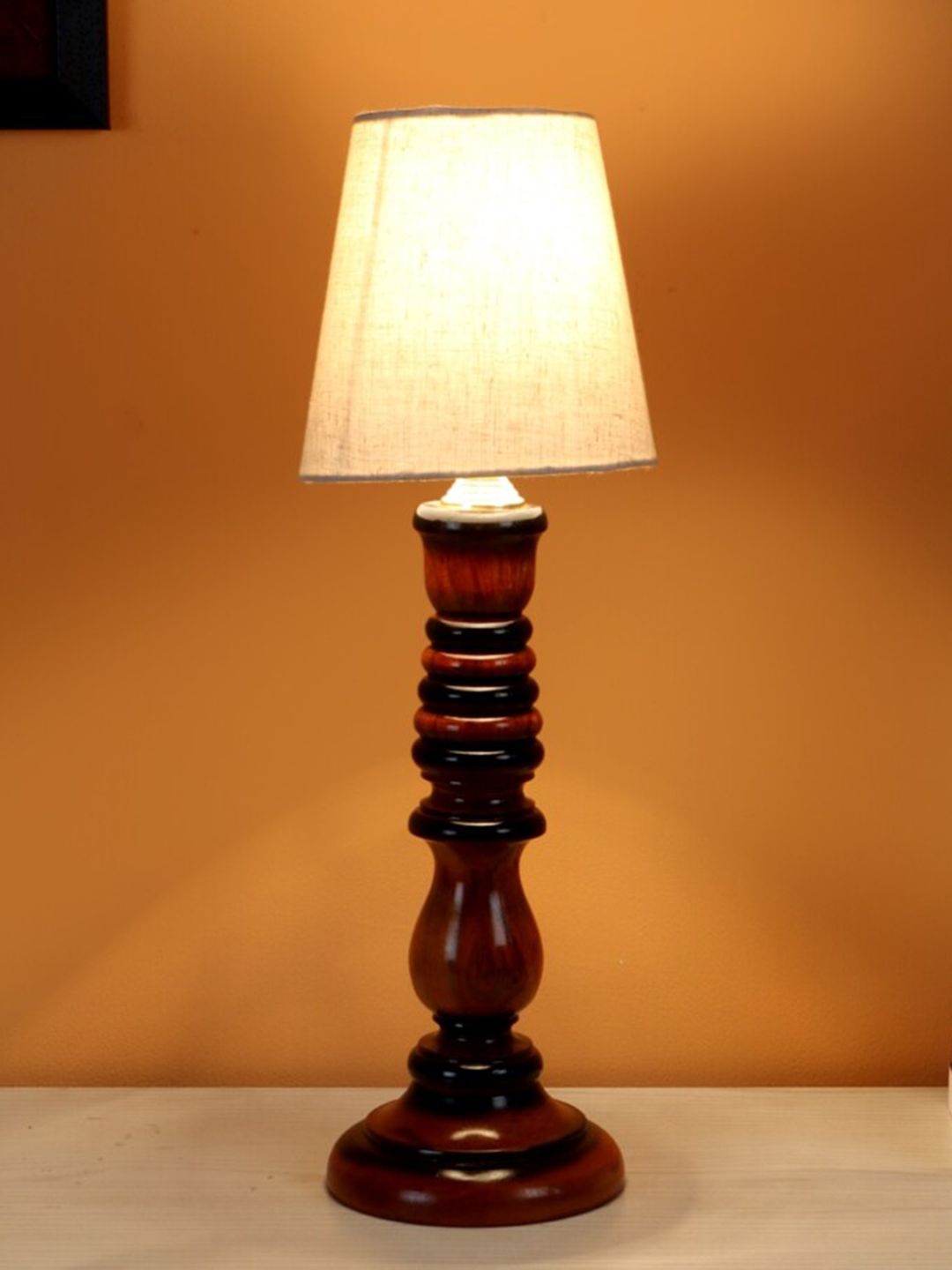 BEVERLY STUDIO Beige & Brown Solid Shade Traditional Table Lamp Price in India