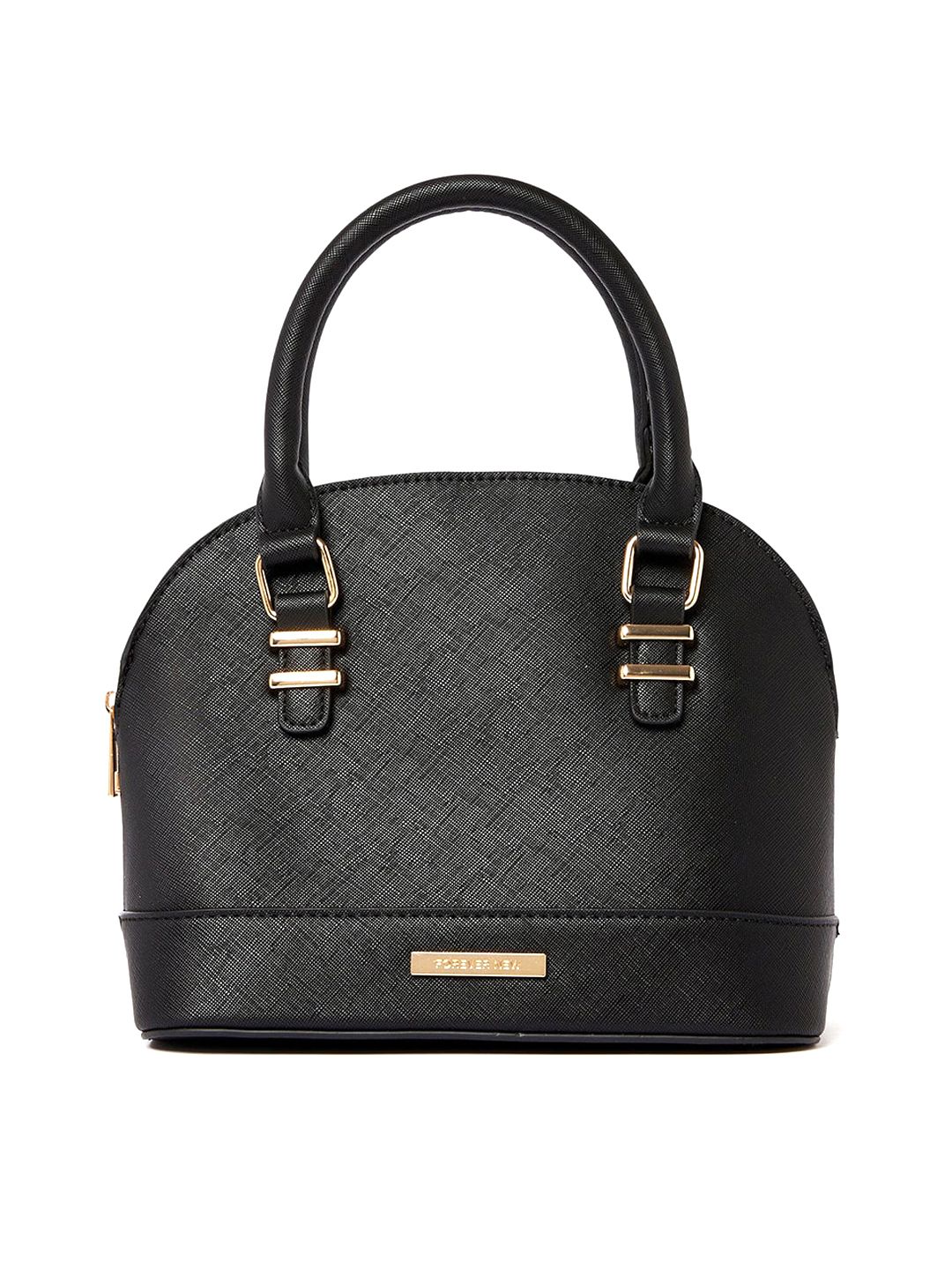 Forever New Black Textured PU Structured Handheld Bag Price in India