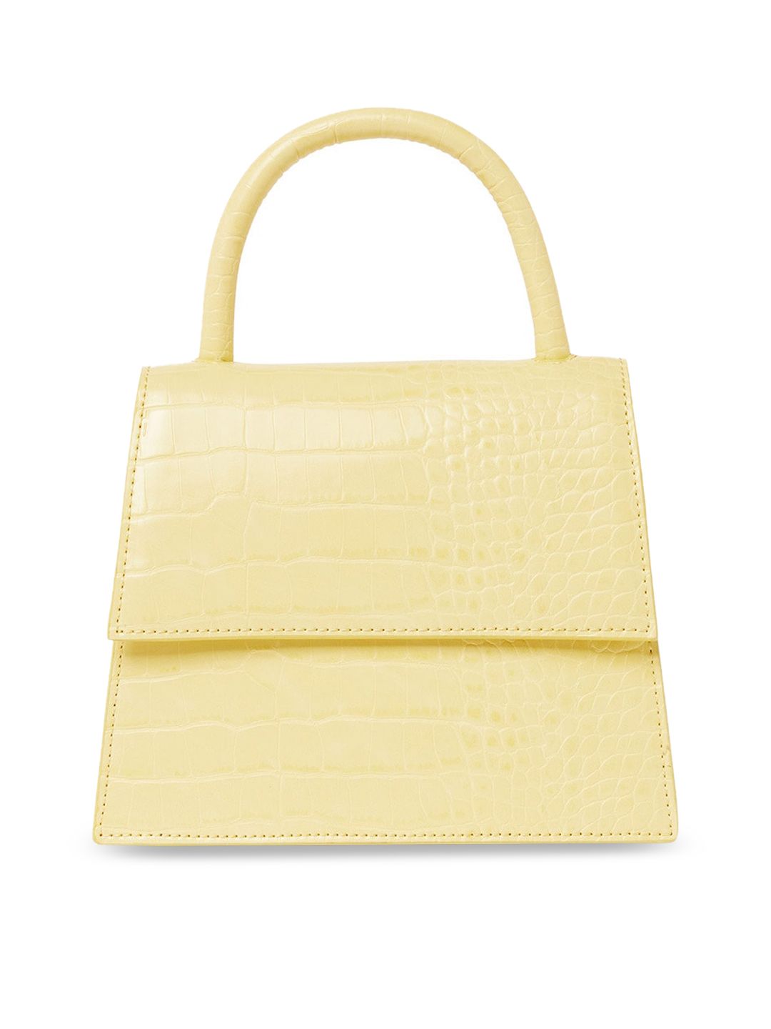 Forever New Yellow Animal Textured PU Structured Handheld Bag with Quilted Price in India