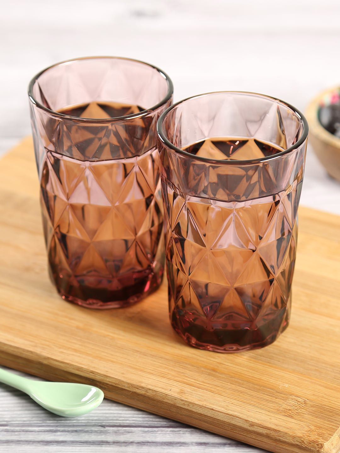 India Circus by Krsnaa Mehta Set Of 2 Rose Gold-Toned Textured Water Glasses Price in India