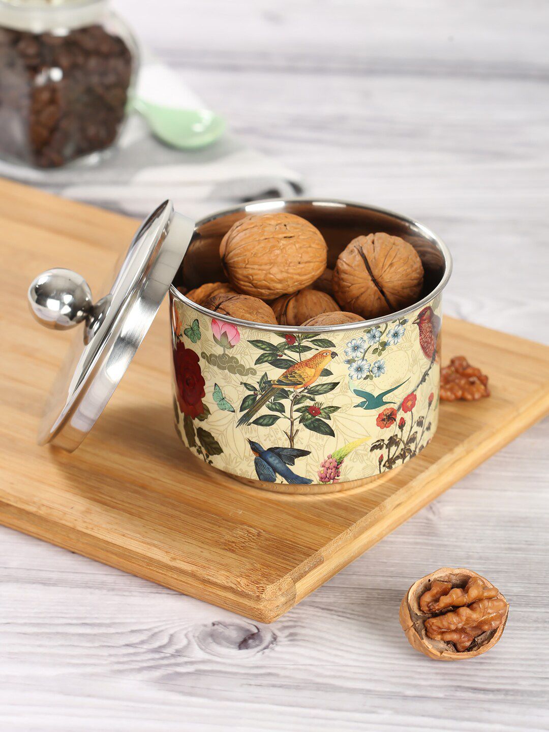 India Circus by Krsnaa Mehta Cream Stainless Steel Kitchen Bowl With Lid Price in India