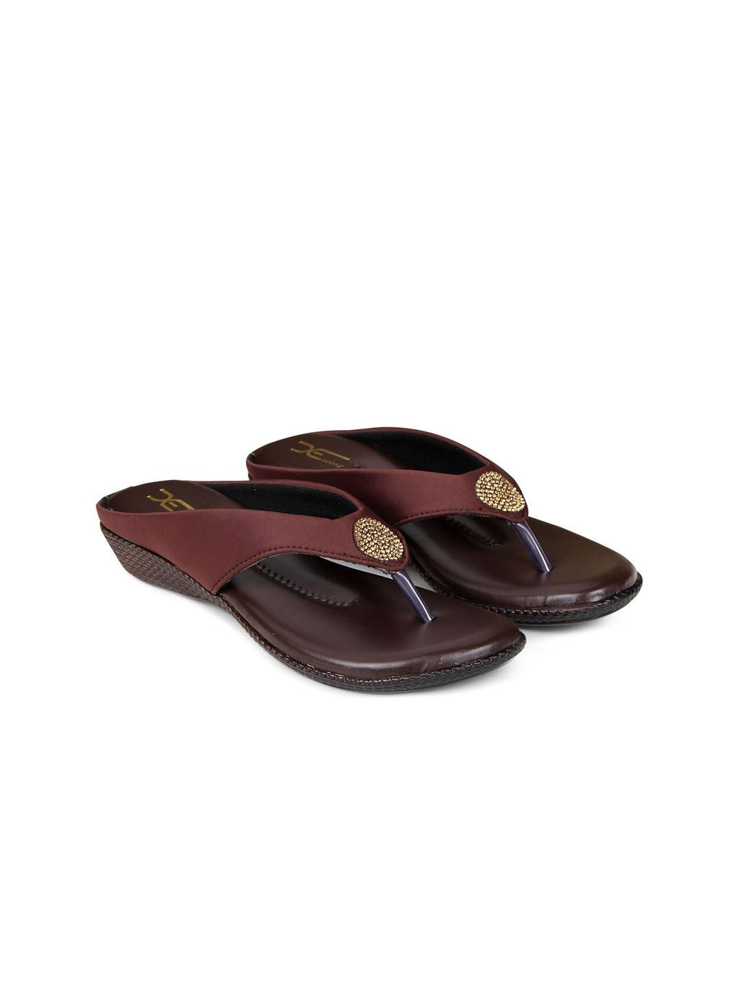 XE LOOKS Women Brown Embellished Open Toe Flats Price in India