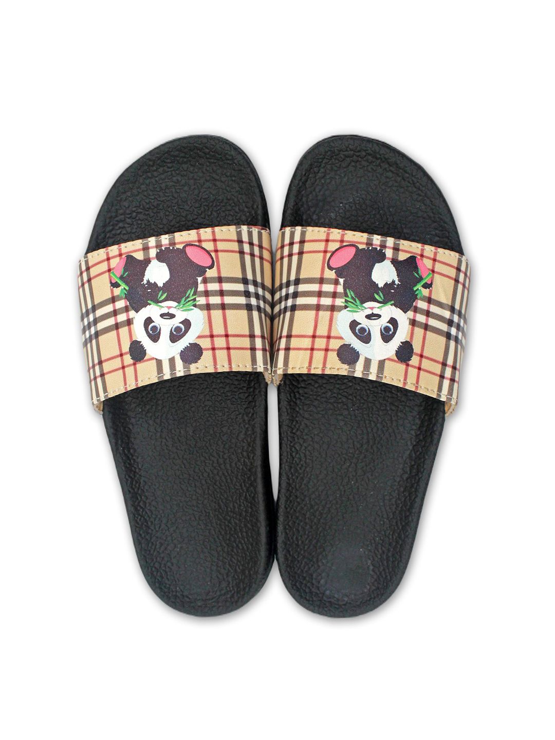 ADIVER Women Black & White Printed Sliders Price in India