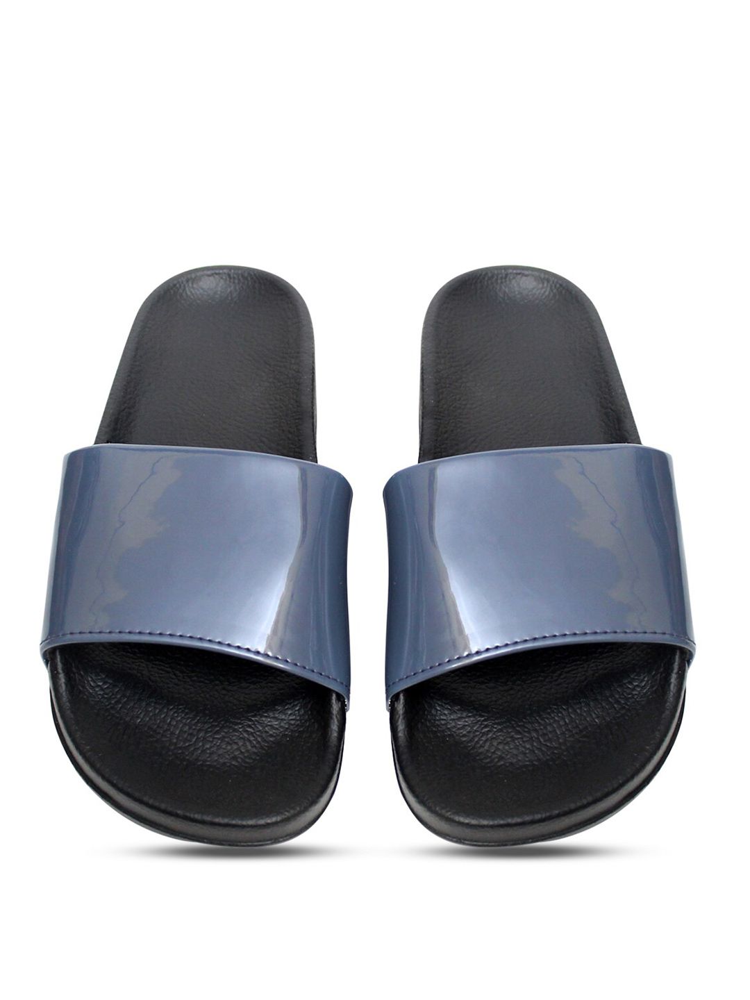 ADIVER Women Blue & Black Solid Flip Flop Sliders Price in India