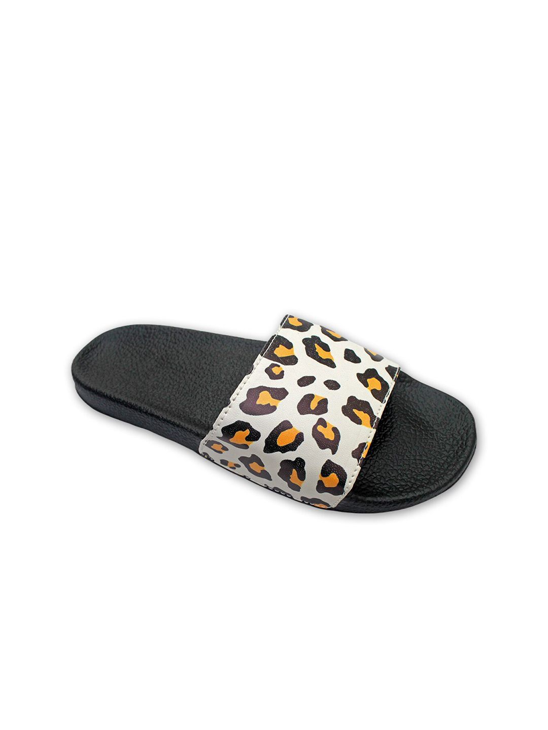 ADIVER Women Black & Orange Printed Sliders Price in India