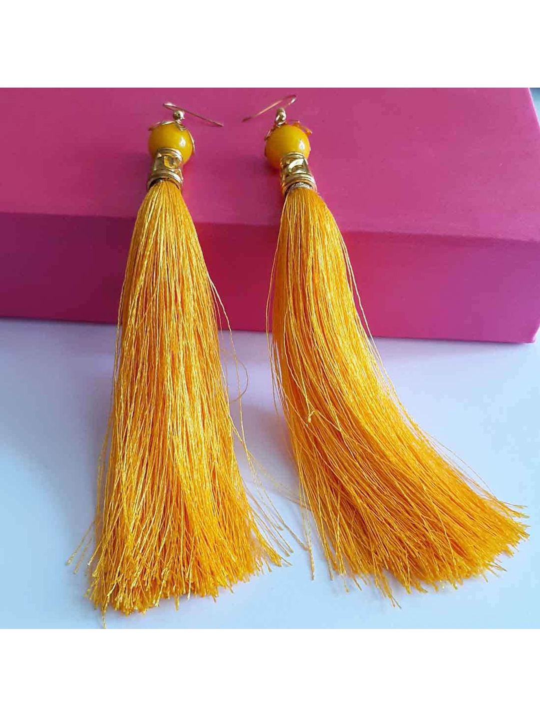 RICH AND FAMOUS Yellow Contemporary Drop Earrings Price in India