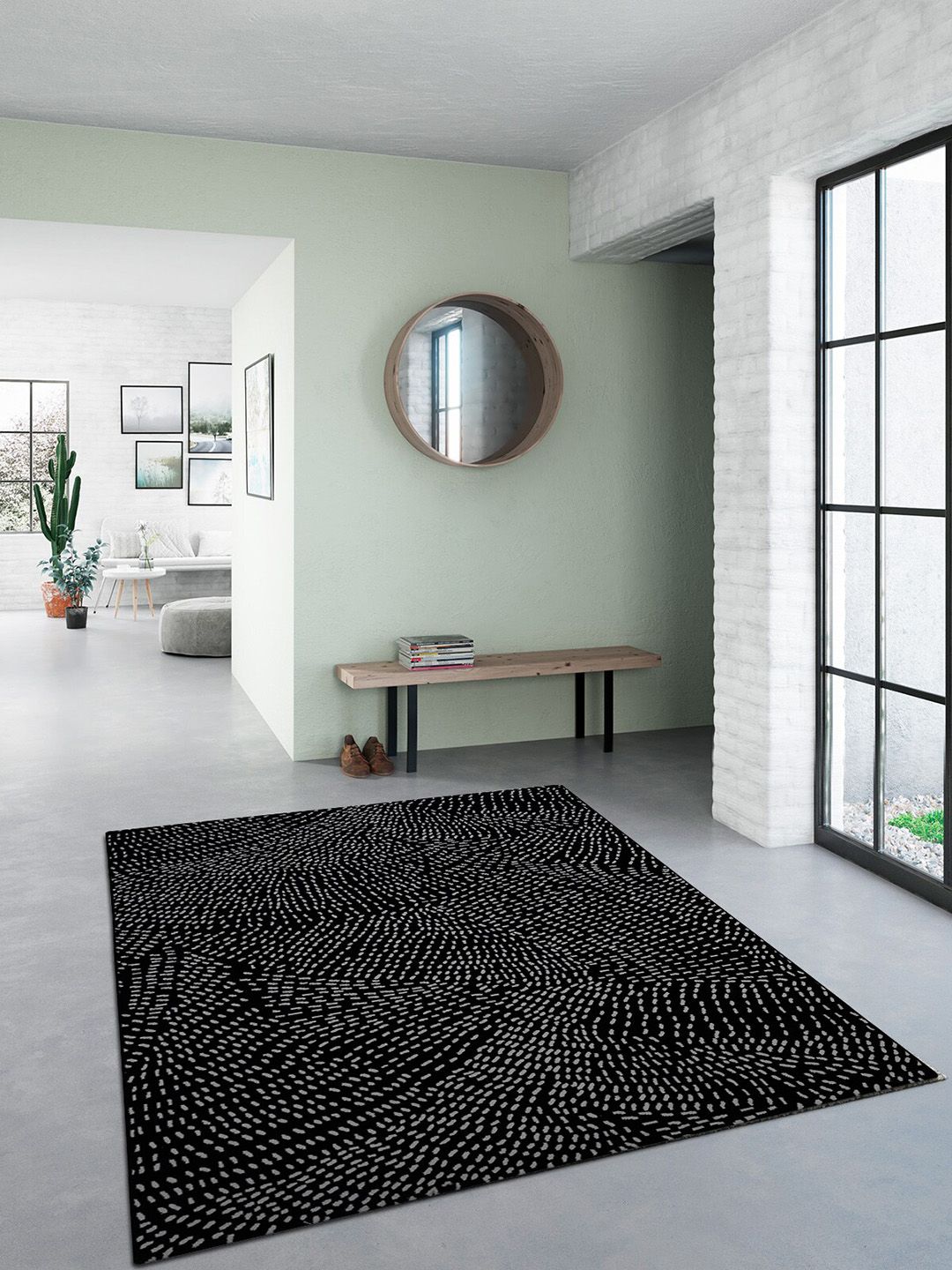 DDecor Black Solid Polypropylene Medium Carpet Price in India