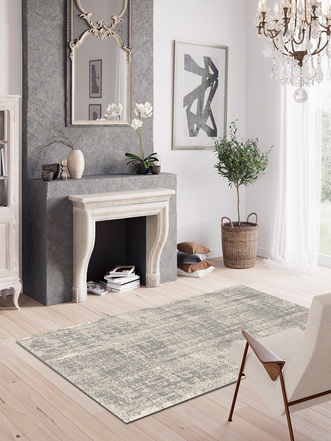 DDecor Grey Solid Polypropylene Carpets Price in India