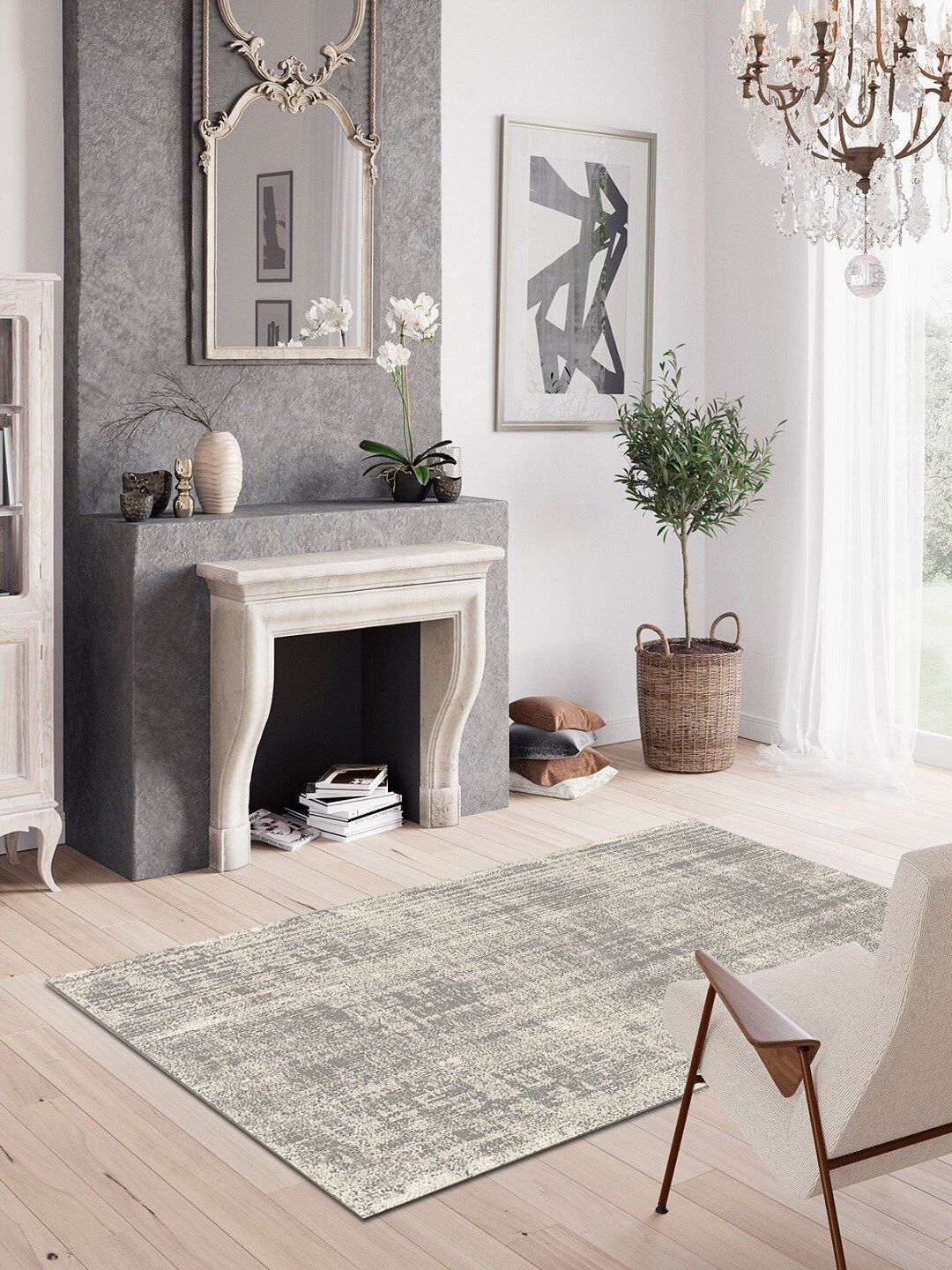 DDecor Grey Solid Carpet Price in India