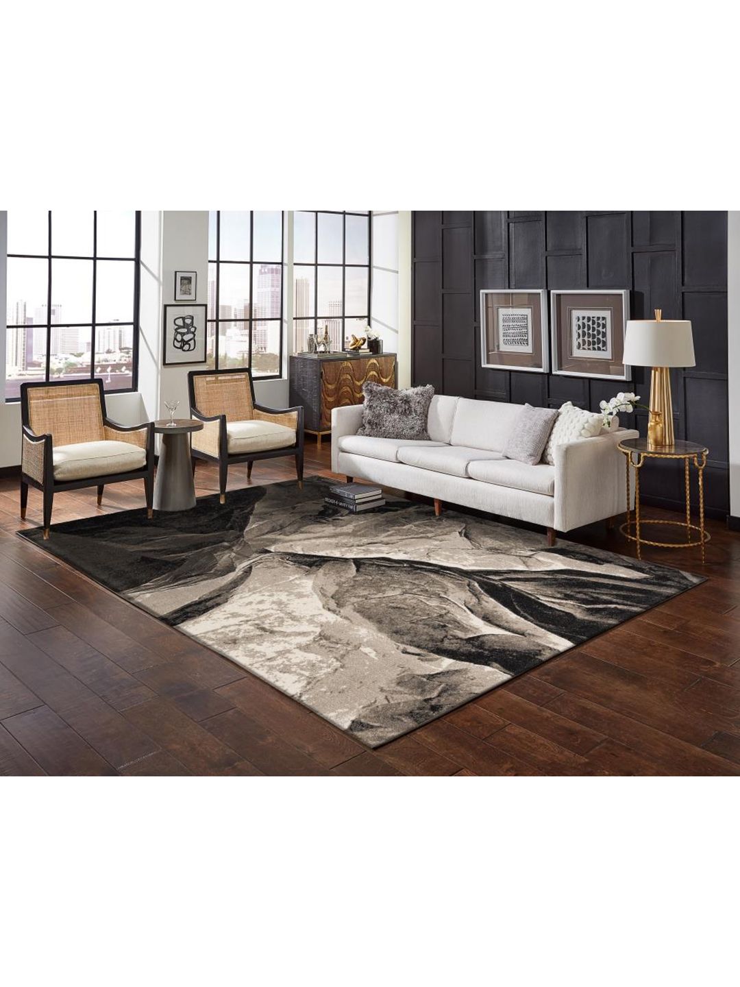DDecor Grey & Taupe Abstract Printed Carpet Price in India