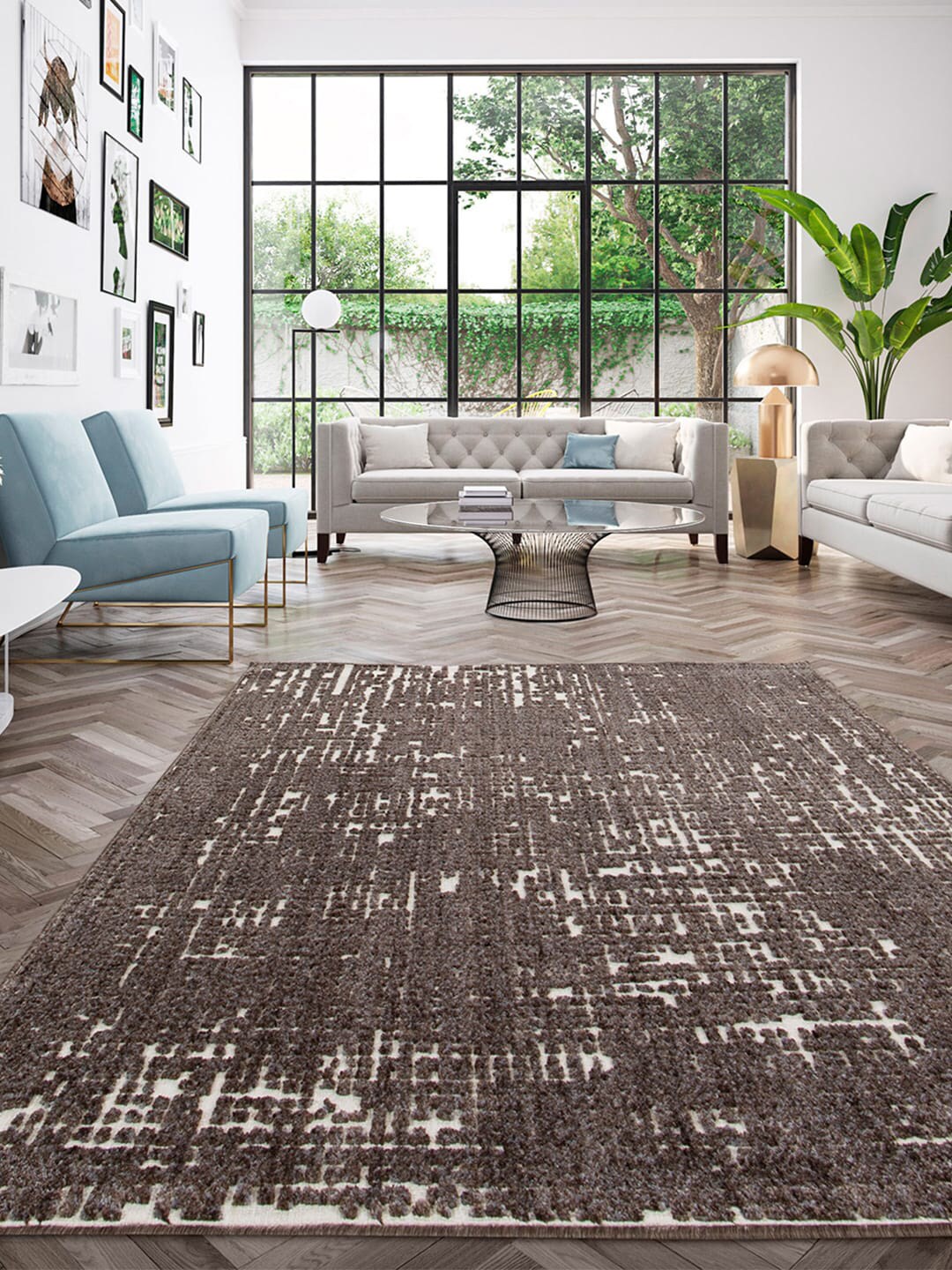 DDecor Brown Abstract Pattern Rug Price in India
