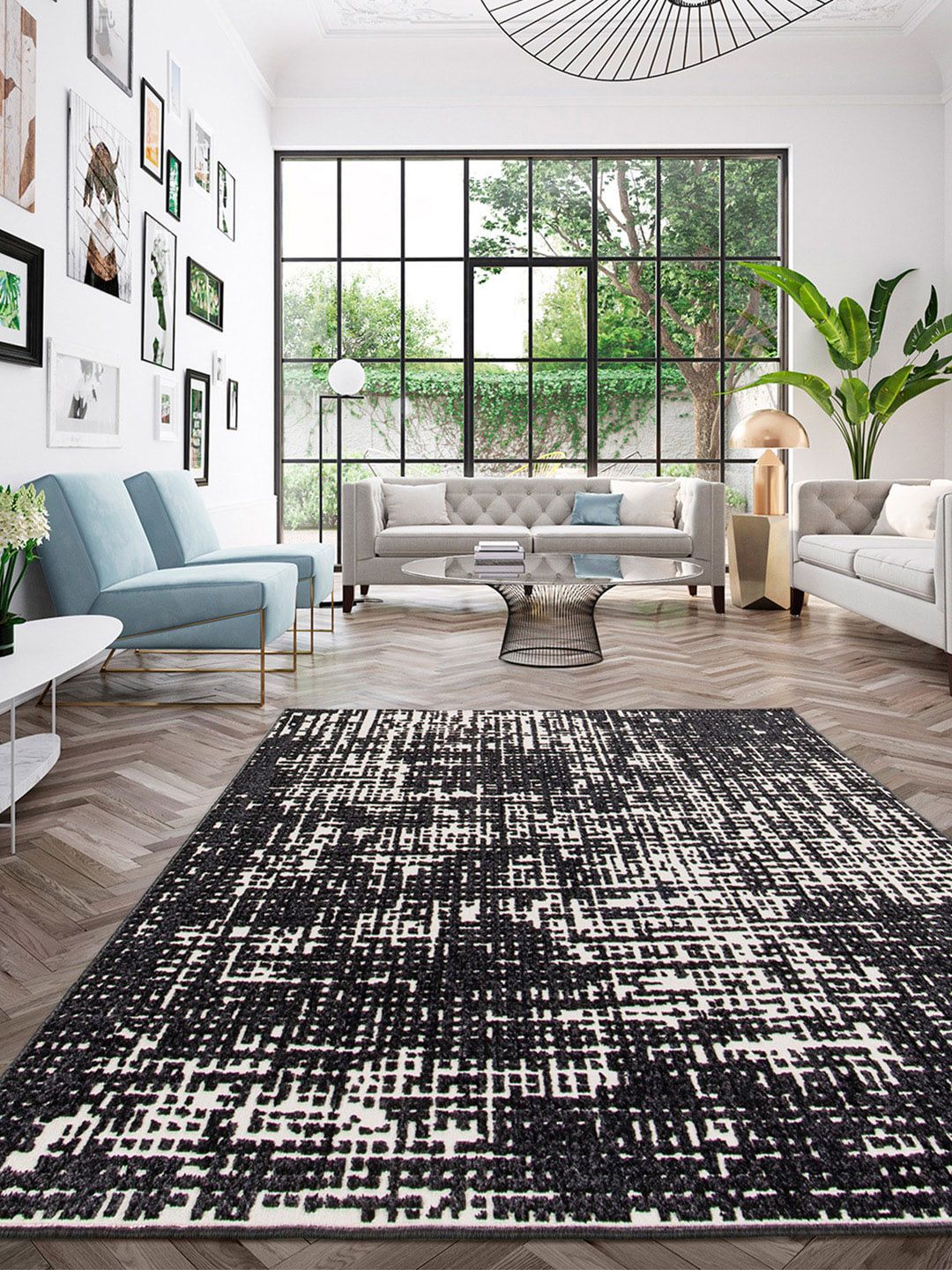 DDecor Black Abstract Polypropylene Carpet Price in India