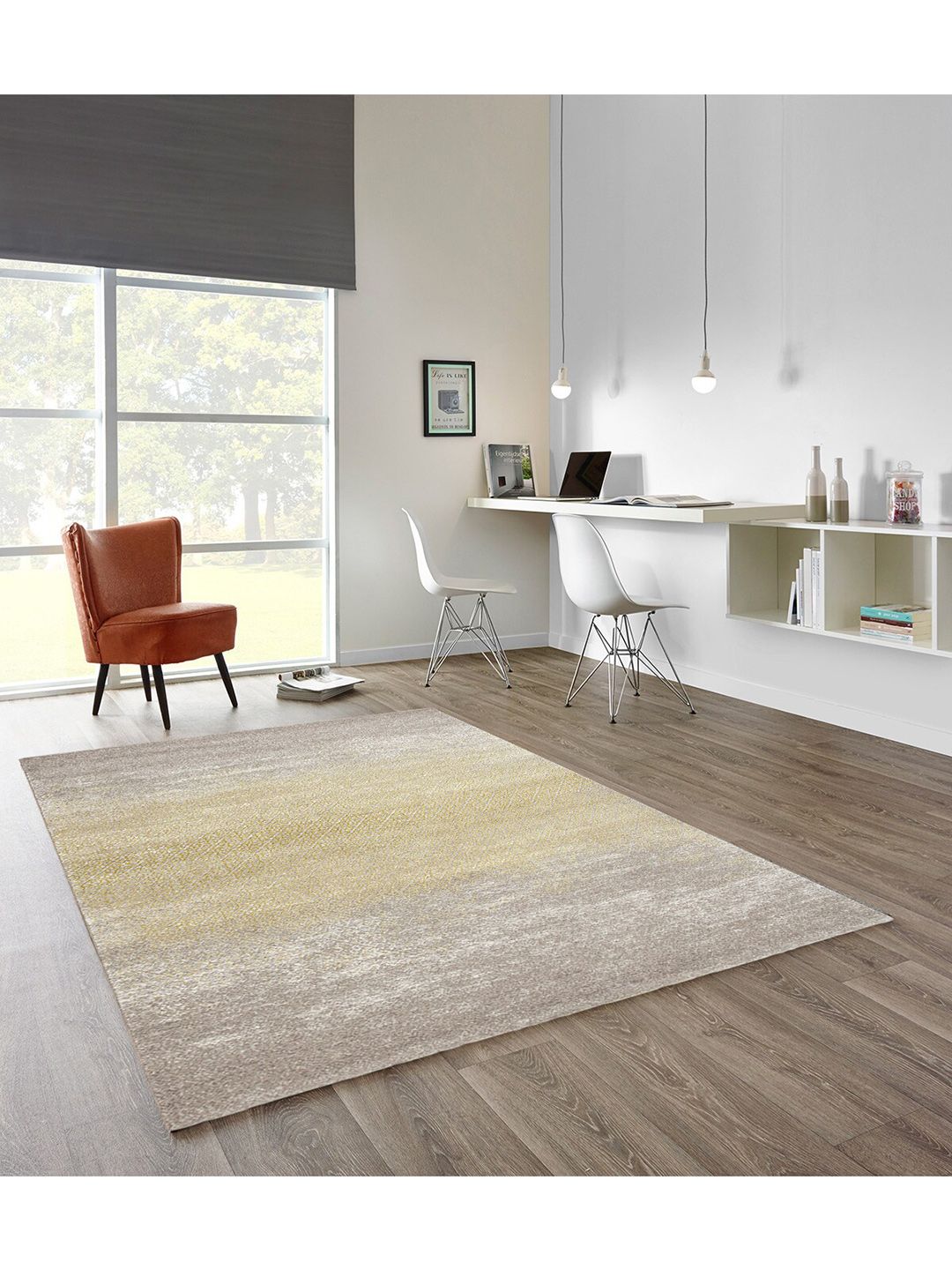 DDecor Grey & Beige Rectangular Polypropylene Carpet Price in India