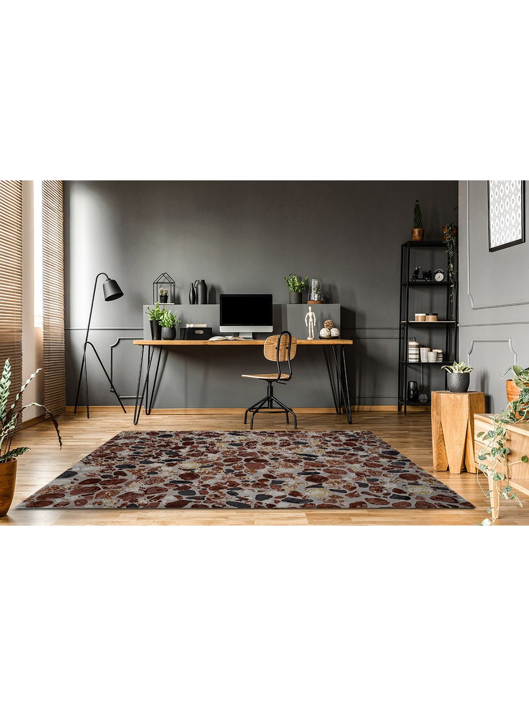 DDecor Brown Abstract Polypropylene Carpet Price in India