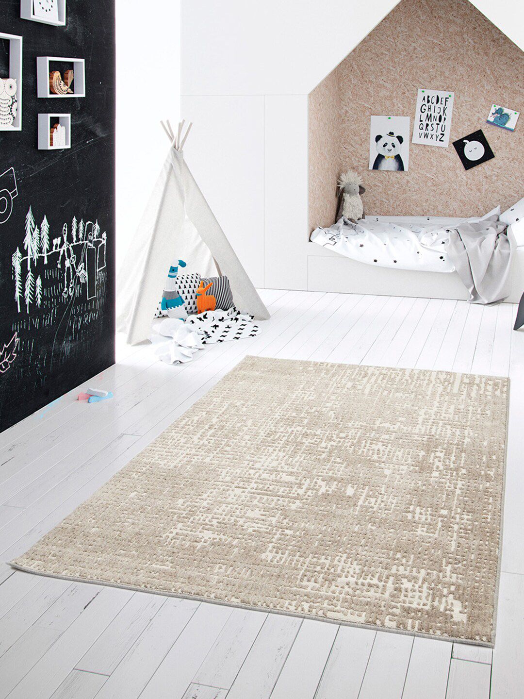 DDecor Beige Abstract Printed Light Carpet Price in India