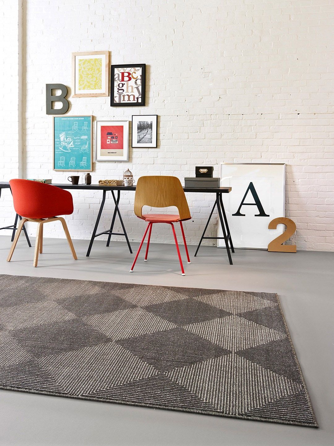 DDecor Grey Geometric Polypropylene Carpet Price in India