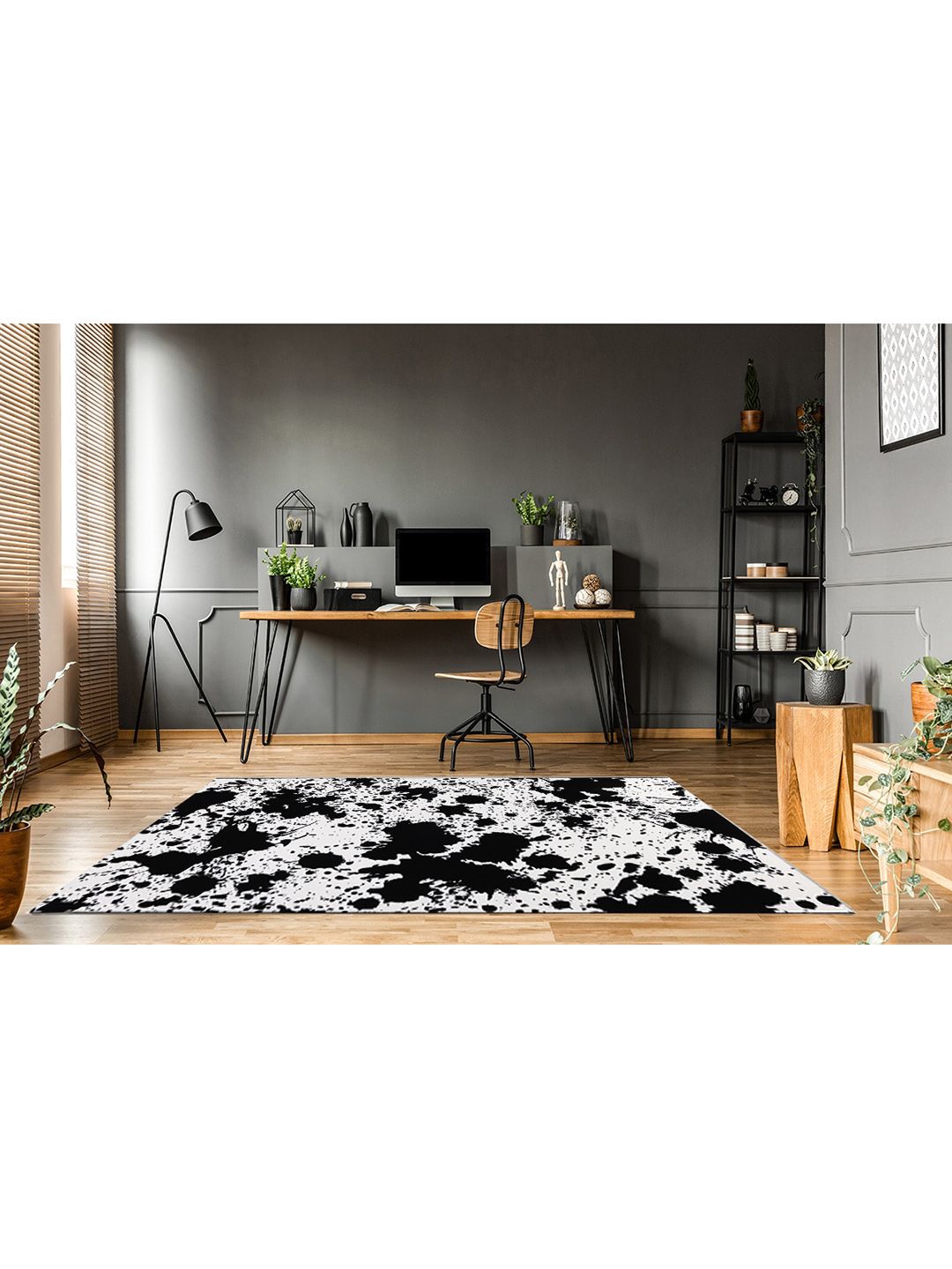 Ddecor Black & White Abstract Contemporary Carpet Price in India