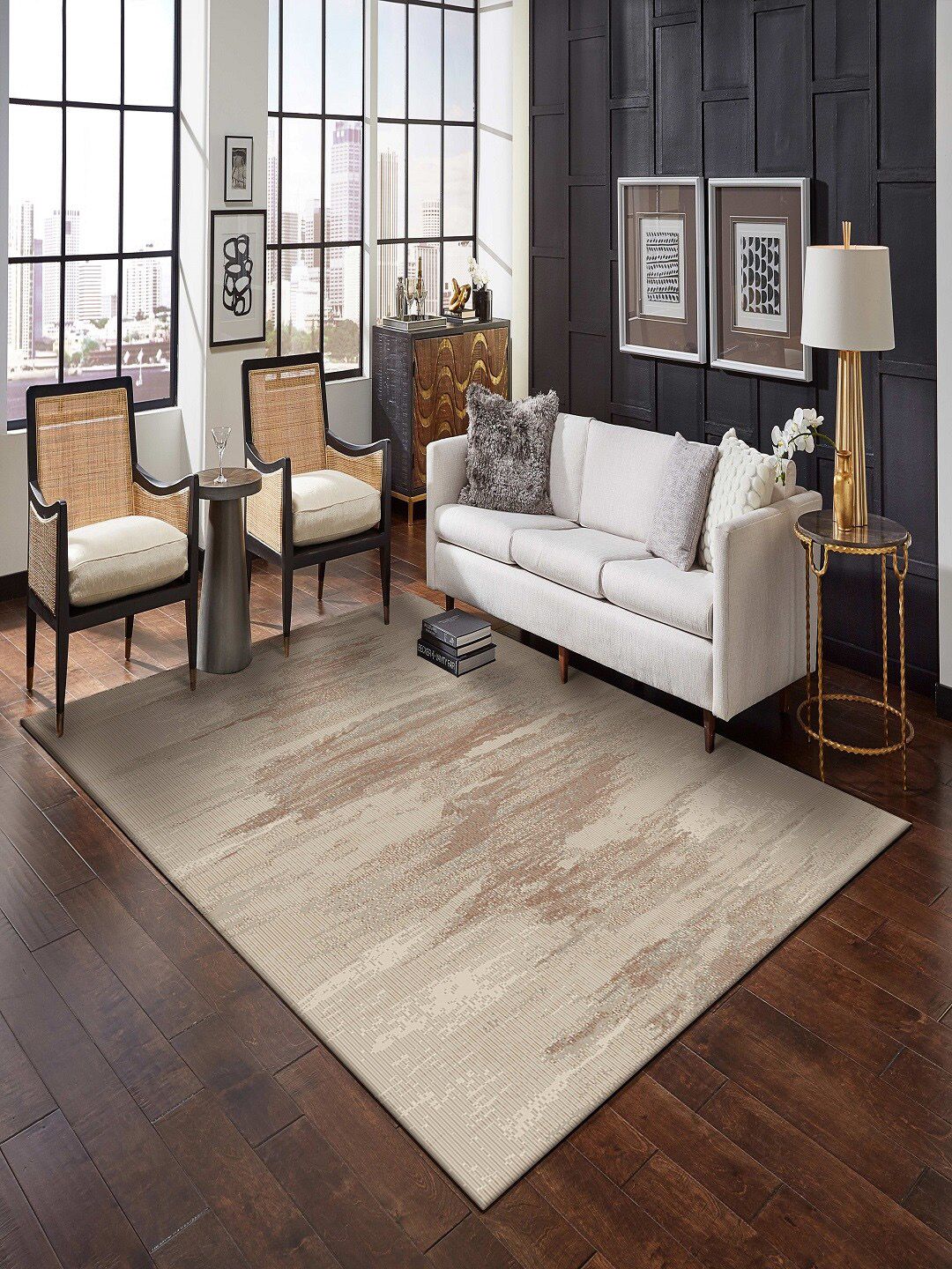 DDecor Off-White Abstract Pattern Rug Price in India