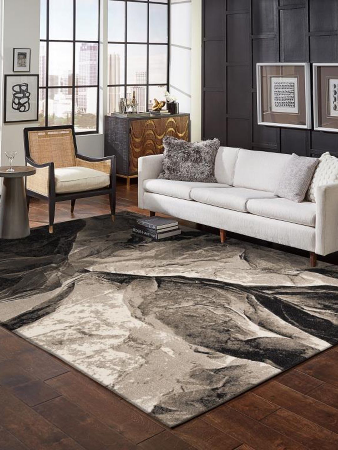 DDecor Grey Abstract Pattern Rug Price in India