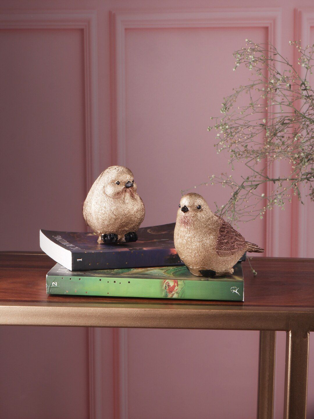 THE WHITE INK DECOR Set of 2 Brown Fengshui Bird Showpieces Price in India
