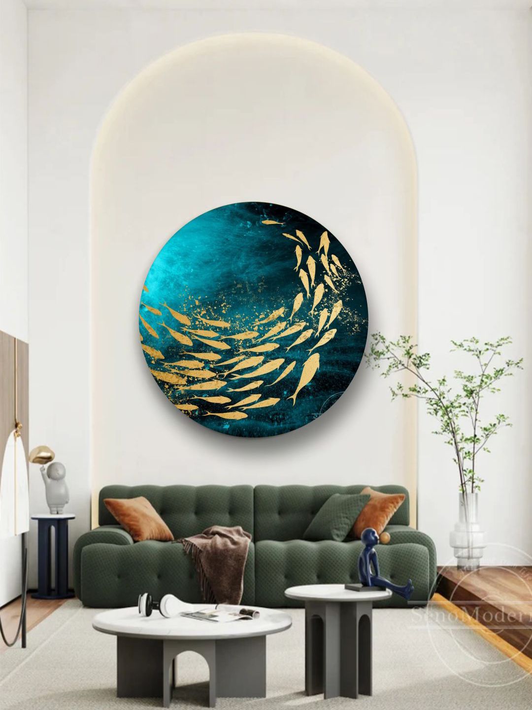 The Art House Blue & Gold-Coloured Abstract Wall Art Price in India