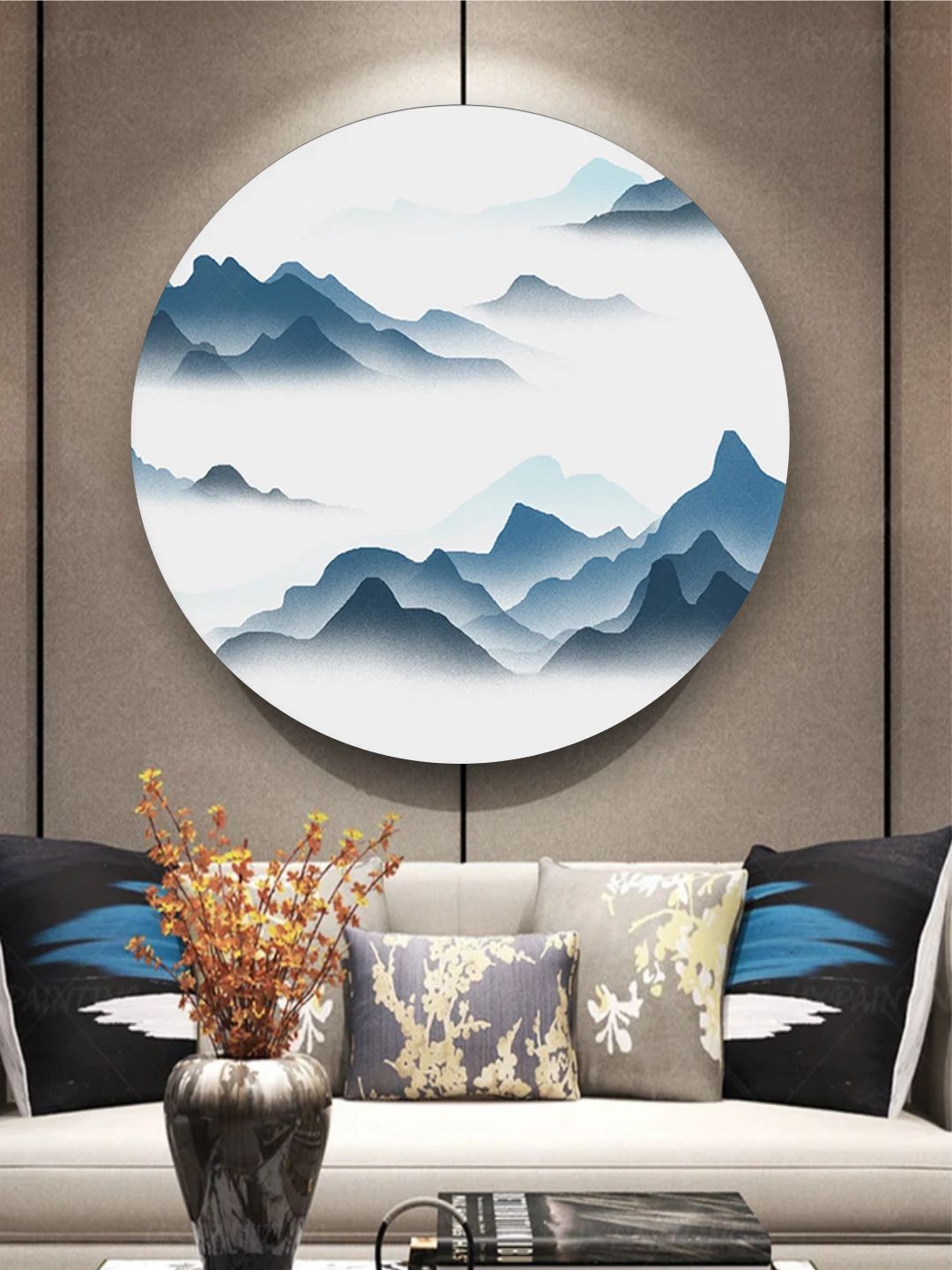 The Art House Blue & White Abstract Painting Wall Art Price in India