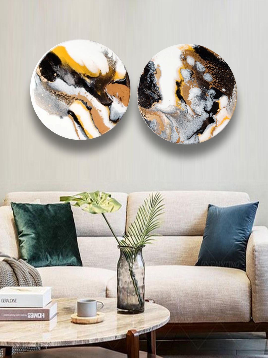 The Art House Set Of 2 White & Black Printed Abstract Painting Wall Art Price in India