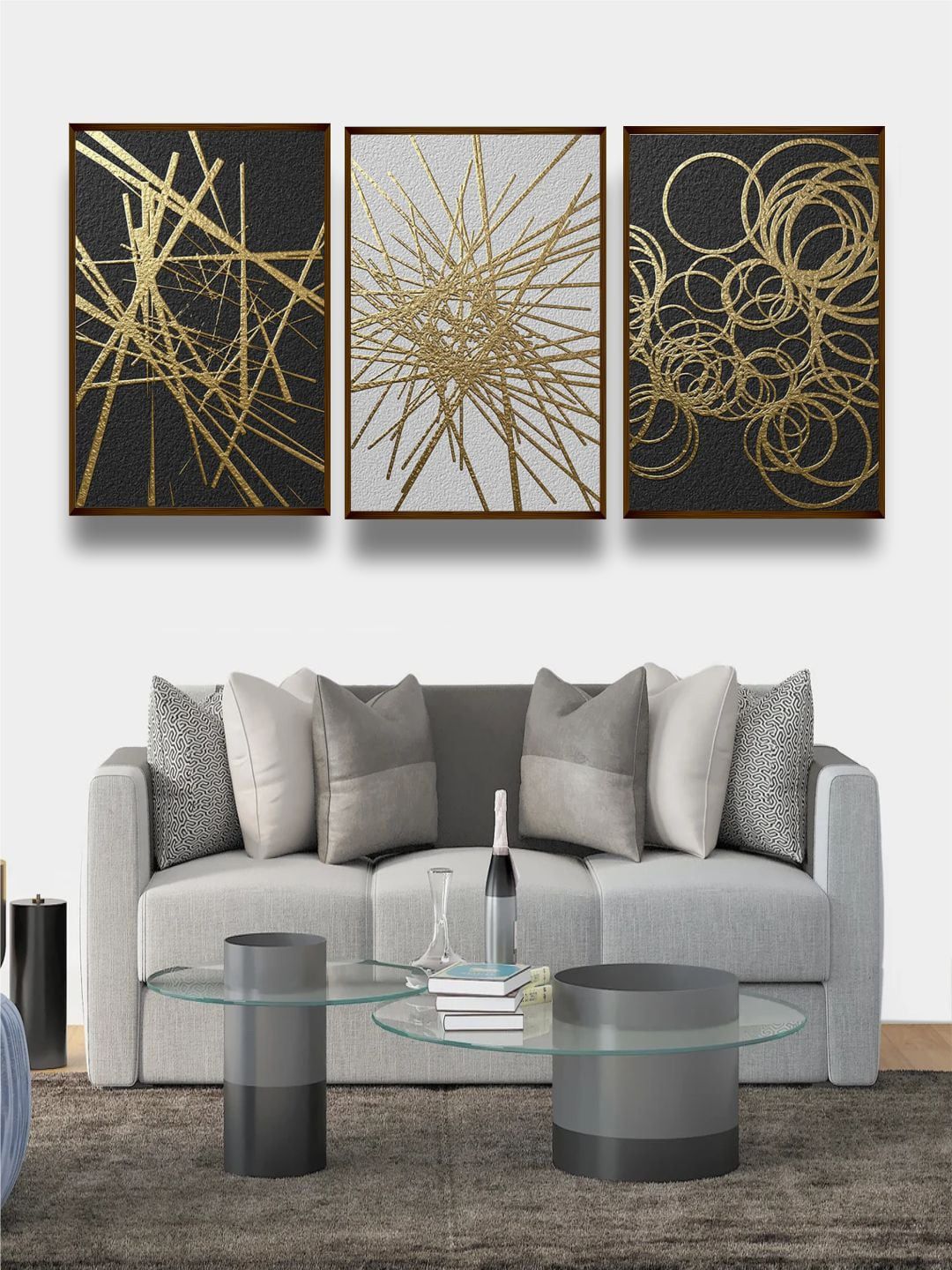 The Art House Set Of 3 Abstract Framed Wall Painting Price in India