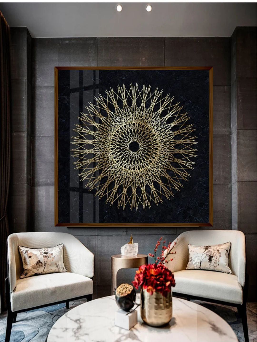 The Art House Black & Yellow Printed Abstract Wood Wall Art Price in India