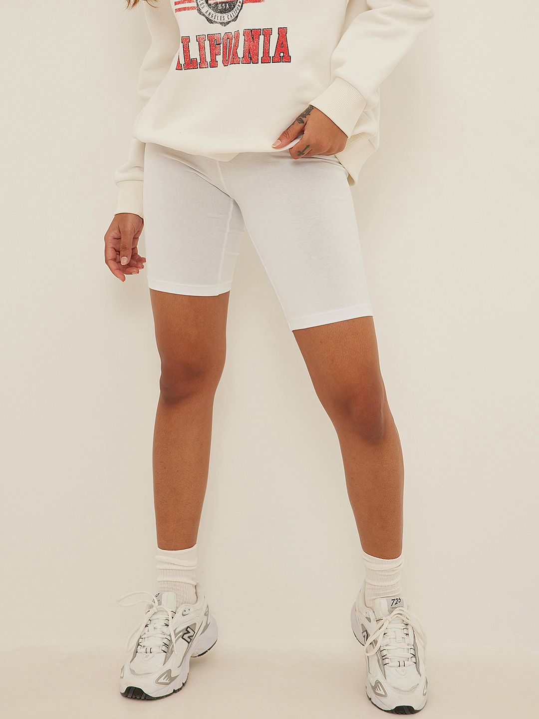 NA-KD Women White Slim Fit Shorts Price in India