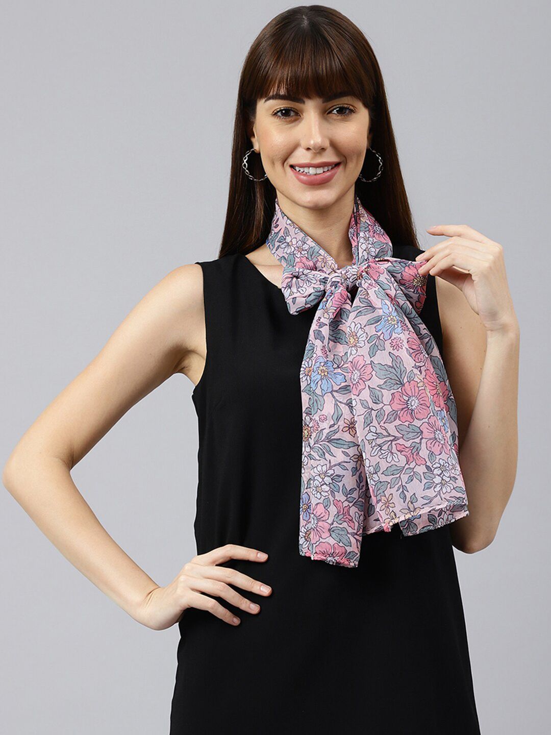 Tossido Women Grey & Purple Printed Stole Price in India