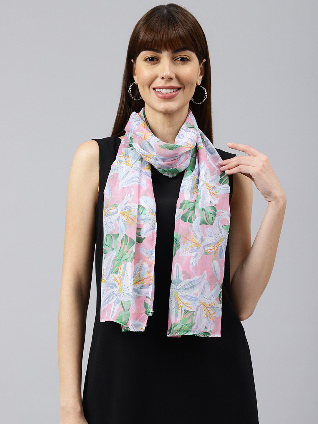 Tossido Women Pink & White Printed Stole Price in India