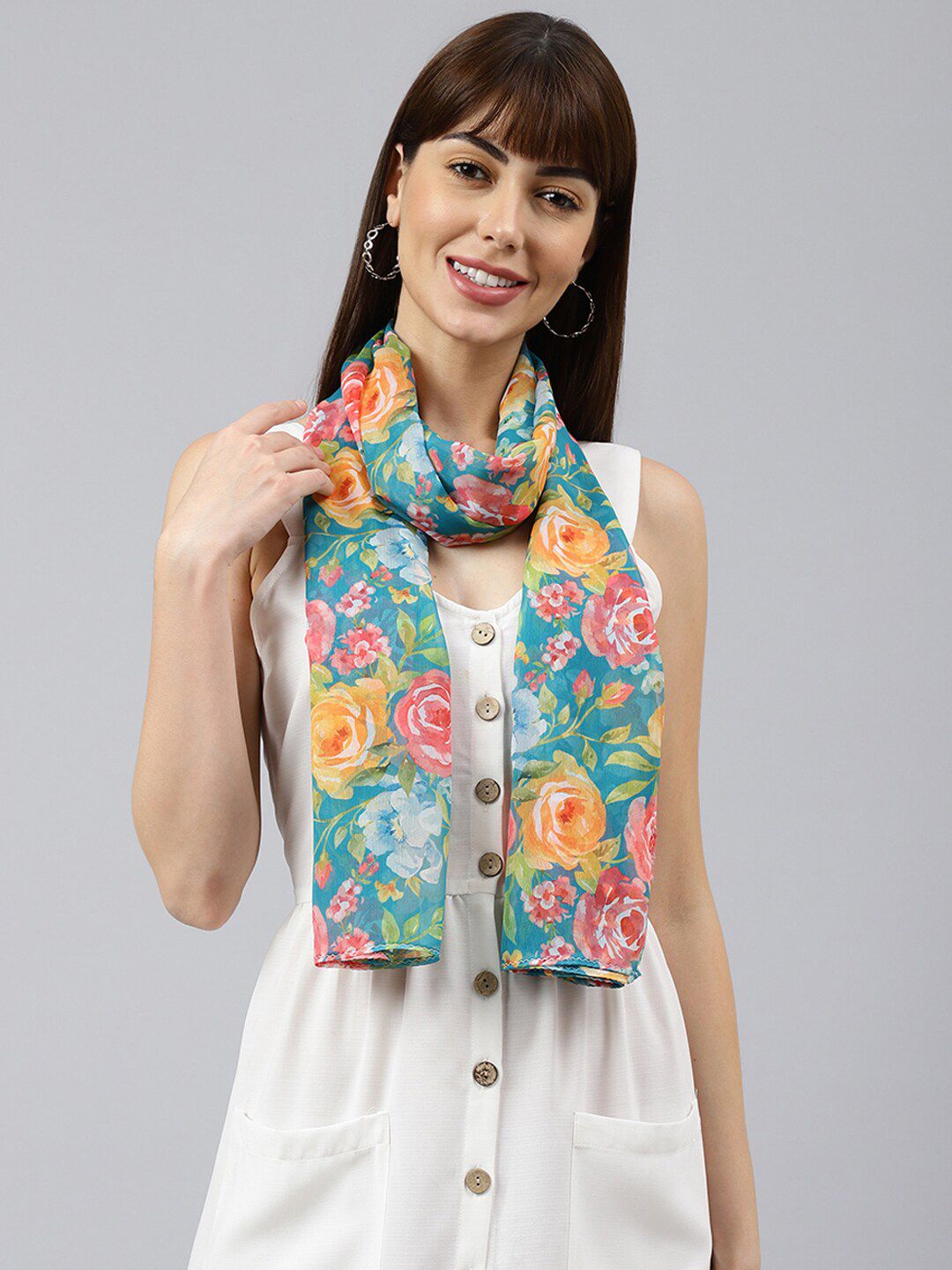 Tossido Women Pink & Green Printed Stole Price in India